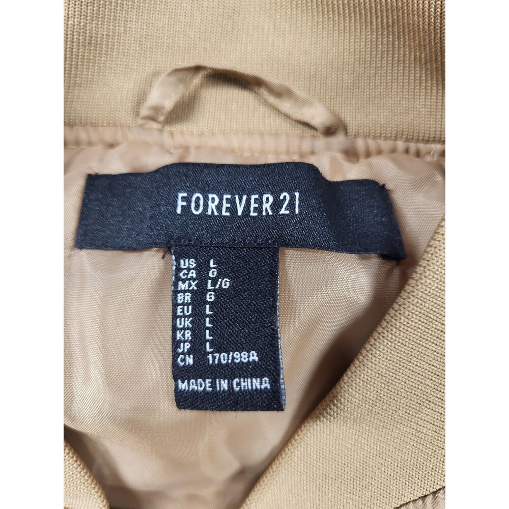 Forever 21 Men's Satin Finish Bomber Jacket - Beige / Tan (Size L - Picture 9 of 14